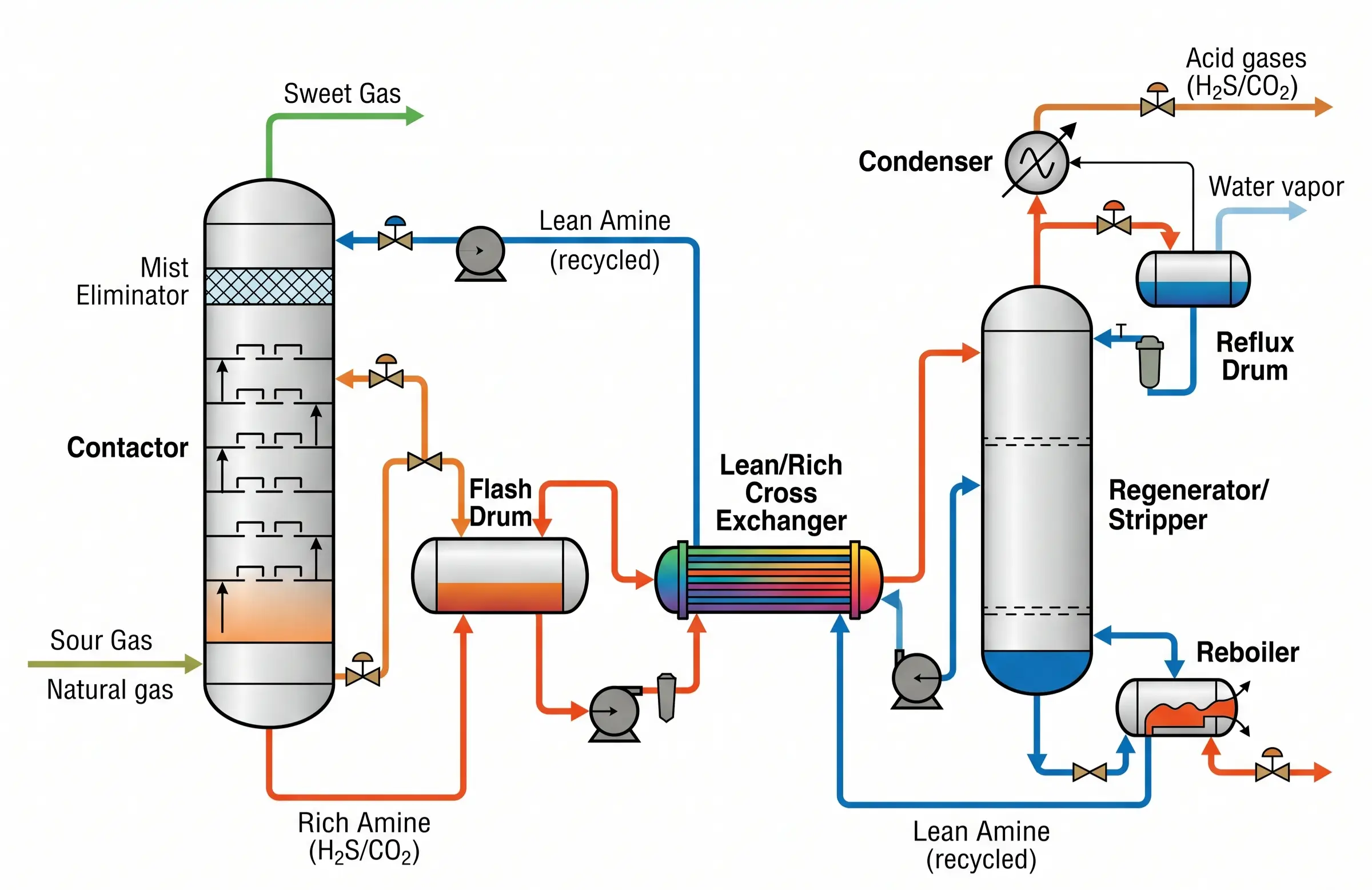 Decomposição do fluxo do processo de adoçamento de gás