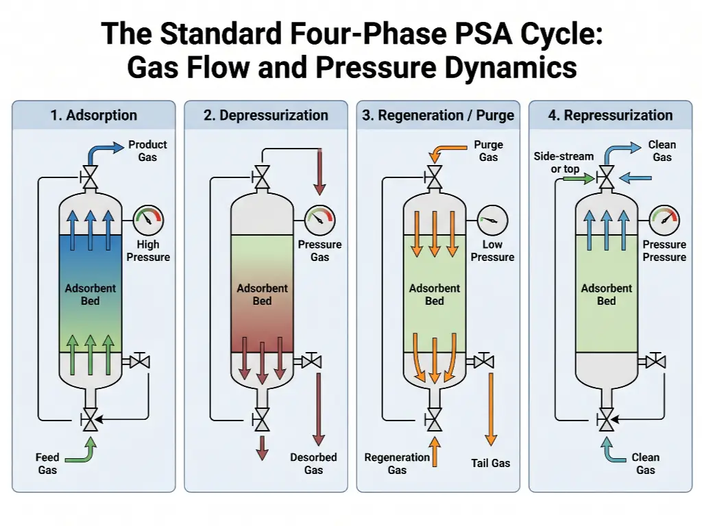 PSAシステムの標準的な4段階のワークフロー