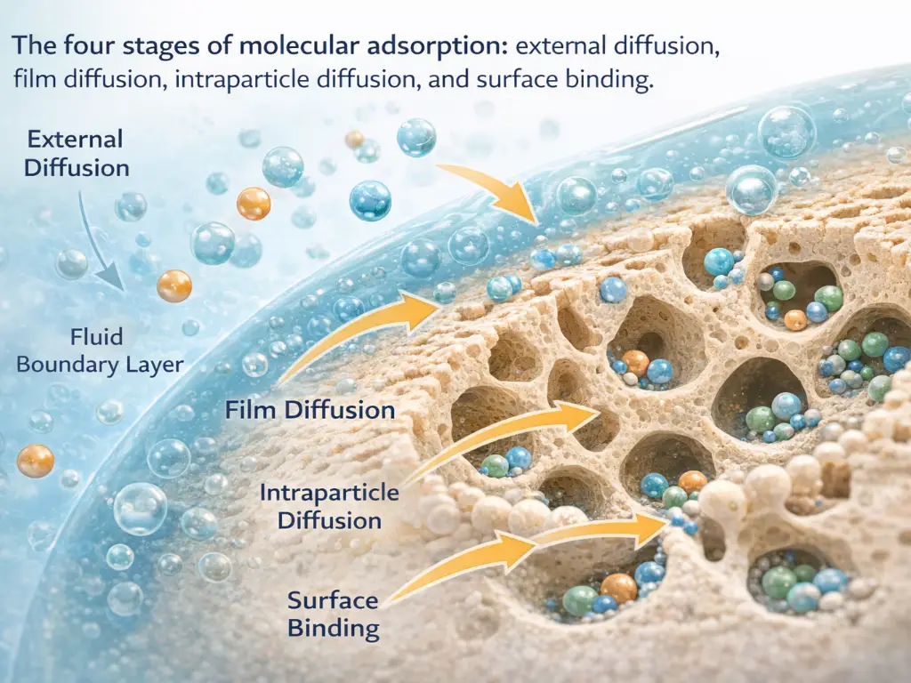 4-Step Adsorption Mechanism Flow