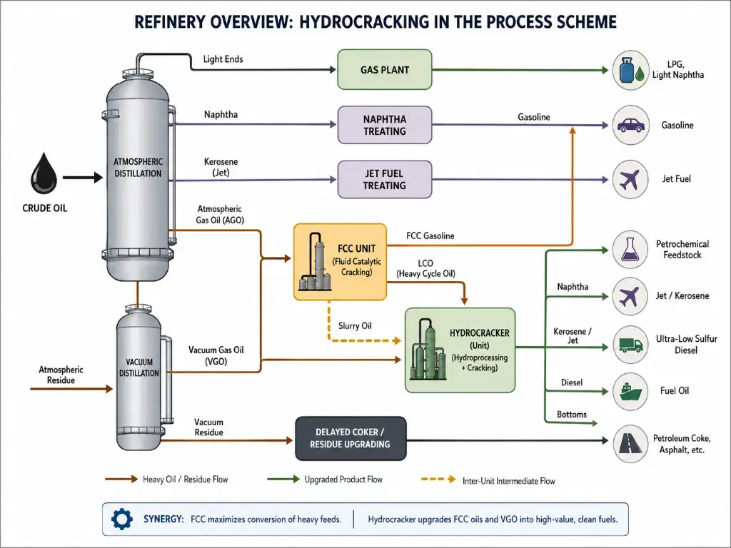 Hydrocracking et emplacement des raffineries