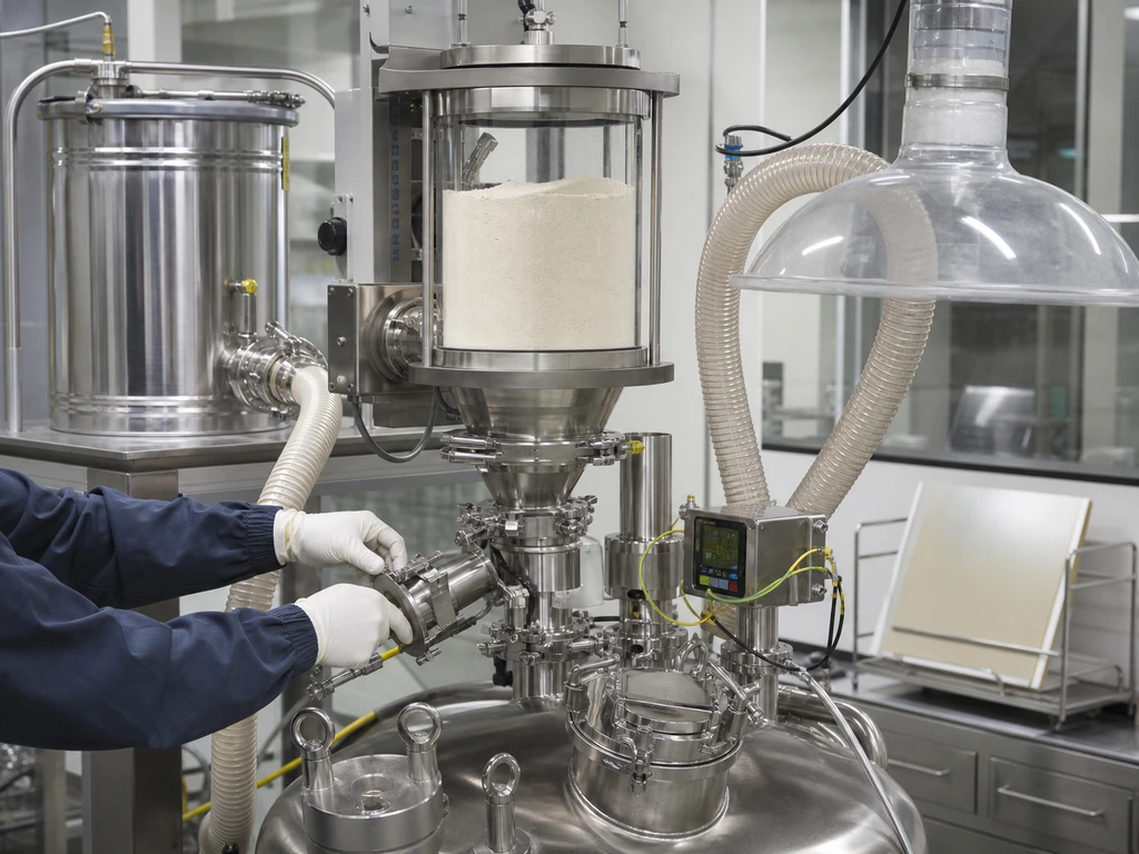 Closed zeolite powder dosing system for a polyurethane formulation vessel.