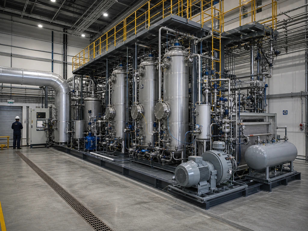 Indoor sealed zeolite adsorption system for carbon capture process validation.