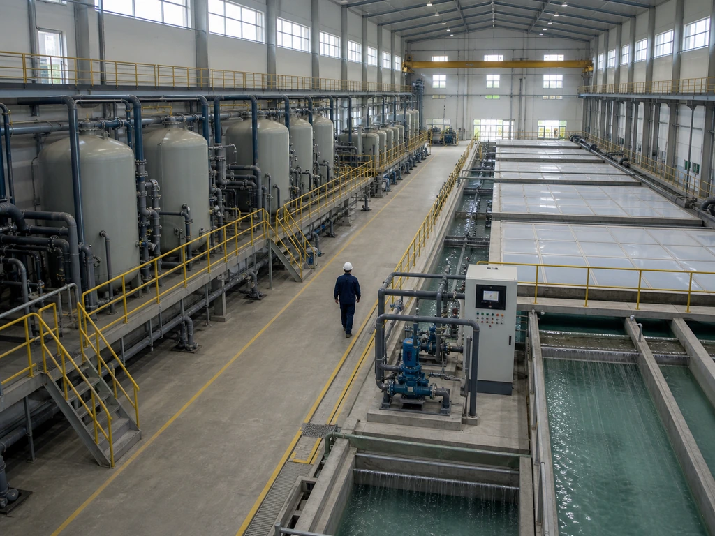 Zeolite polishing system removing ammonium from municipal wastewater.